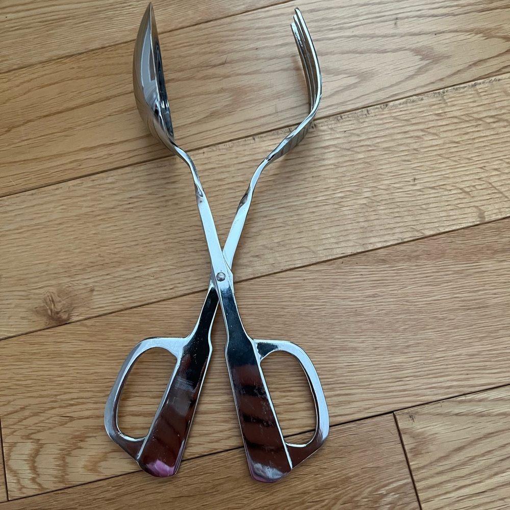 Bon Chef silver metal scissor salad tongs